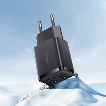 Baseus Compact Network Charger, 10.5W, 2.1A, 2 x USB-A, Black CCXJ010201 