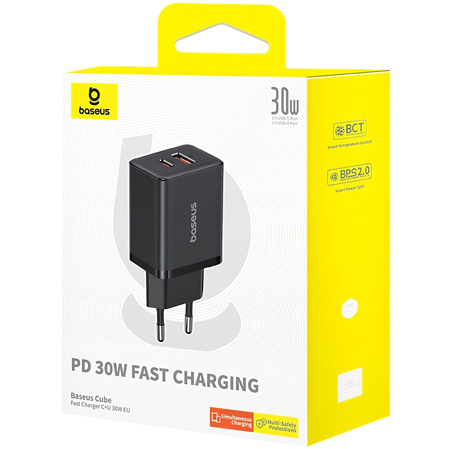 Punjač Baseus Cube, 30W, 2.4A, 1 x USB-A - 1 x USB-C, Crni P10111404113-00