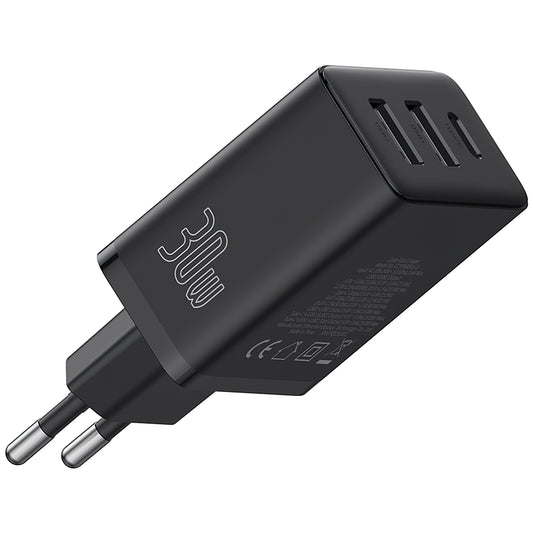Network Charger Baseus Cube, 30W, 3A, 1 x USB-C - 2 x USB-A, Black P10111402113-00 