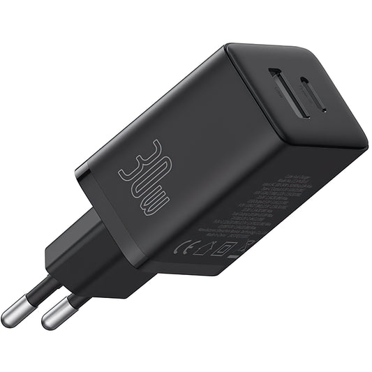 Network Charger Baseus Cube, 30W, 2.4A, 1 x USB-A - 1 x USB-C, Black P10111404113113-00 