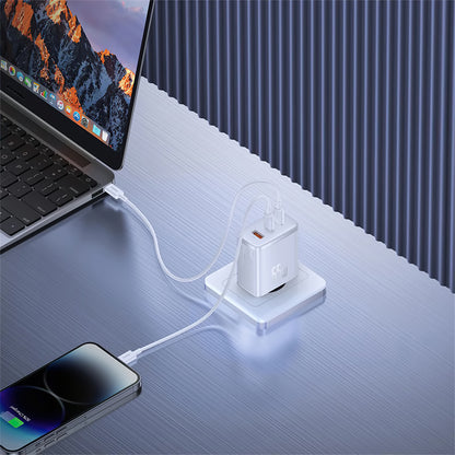 Network Charger Baseus Cube Pro, 65W, 3.25A, 1 x USB-A - 2 x USB-C, White P10152301213-00
