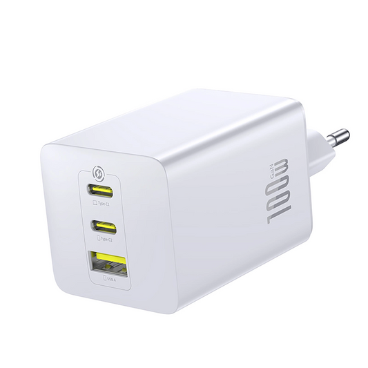 Punjač Baseus EnerFill FE11, 100W, 5A, 1 x USB-A - 2 x USB-C, Beli P10182102213-00