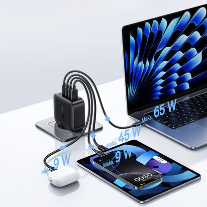 Punjač mreže Baseus EnerFill FH11, 140W, 5A, 1 x USB-A - 3 x USB-C, Crni E0121J00