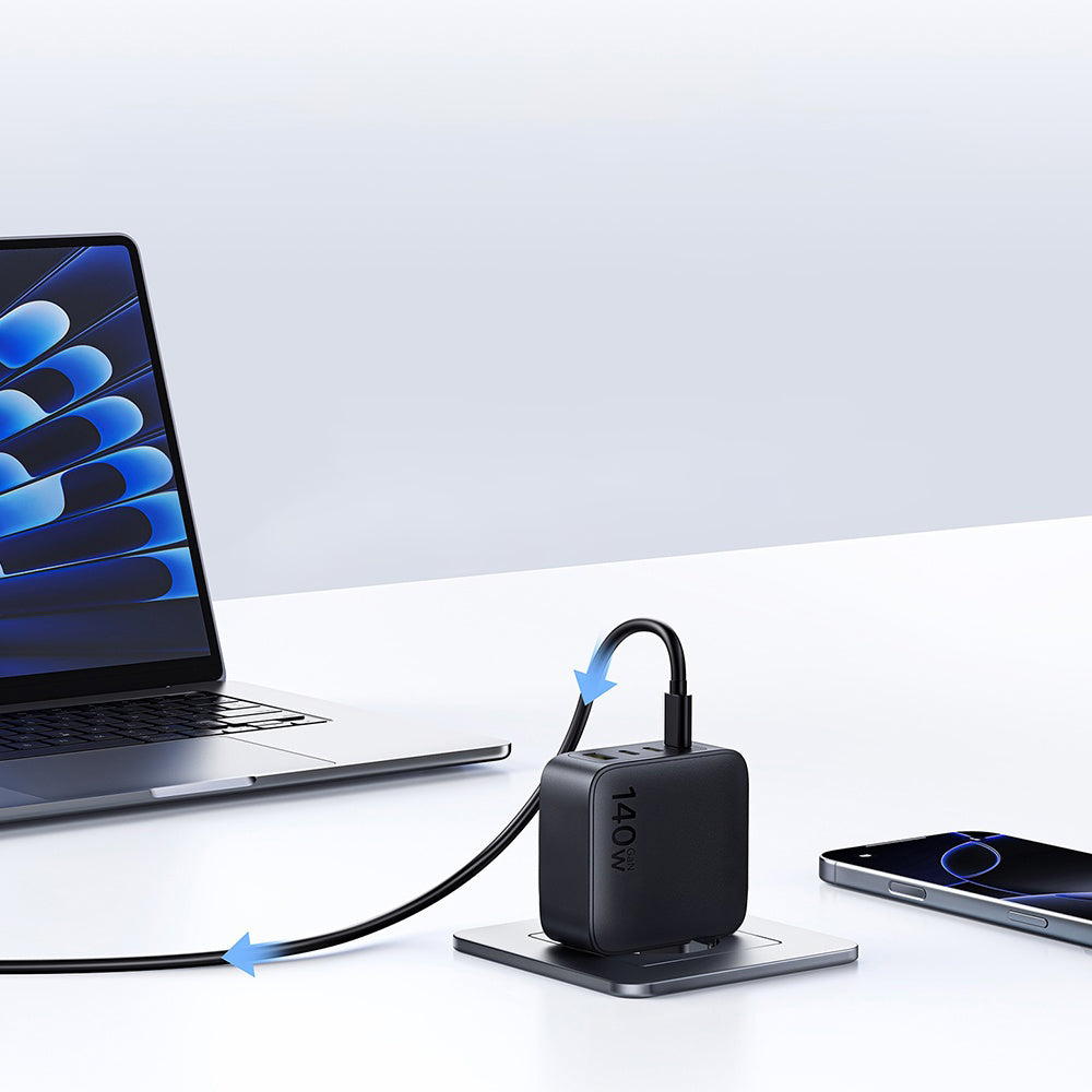 Punjač mreže Baseus EnerFill FH11, 140W, 5A, 1 x USB-A - 3 x USB-C, Crni E0121J00