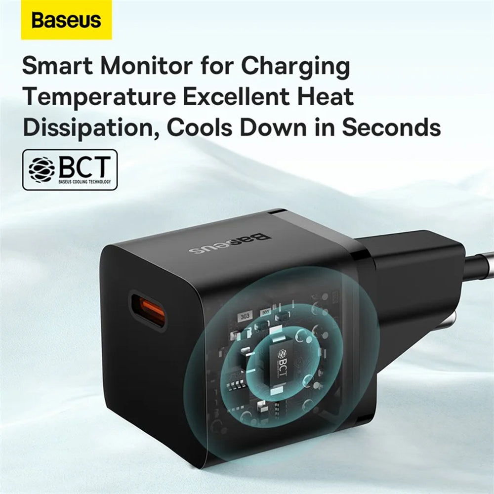 Punjač za mrežu Baseus GaN Mini 1C, 20W, 3A, 1 x USB-C, Bijeli CCGN050102