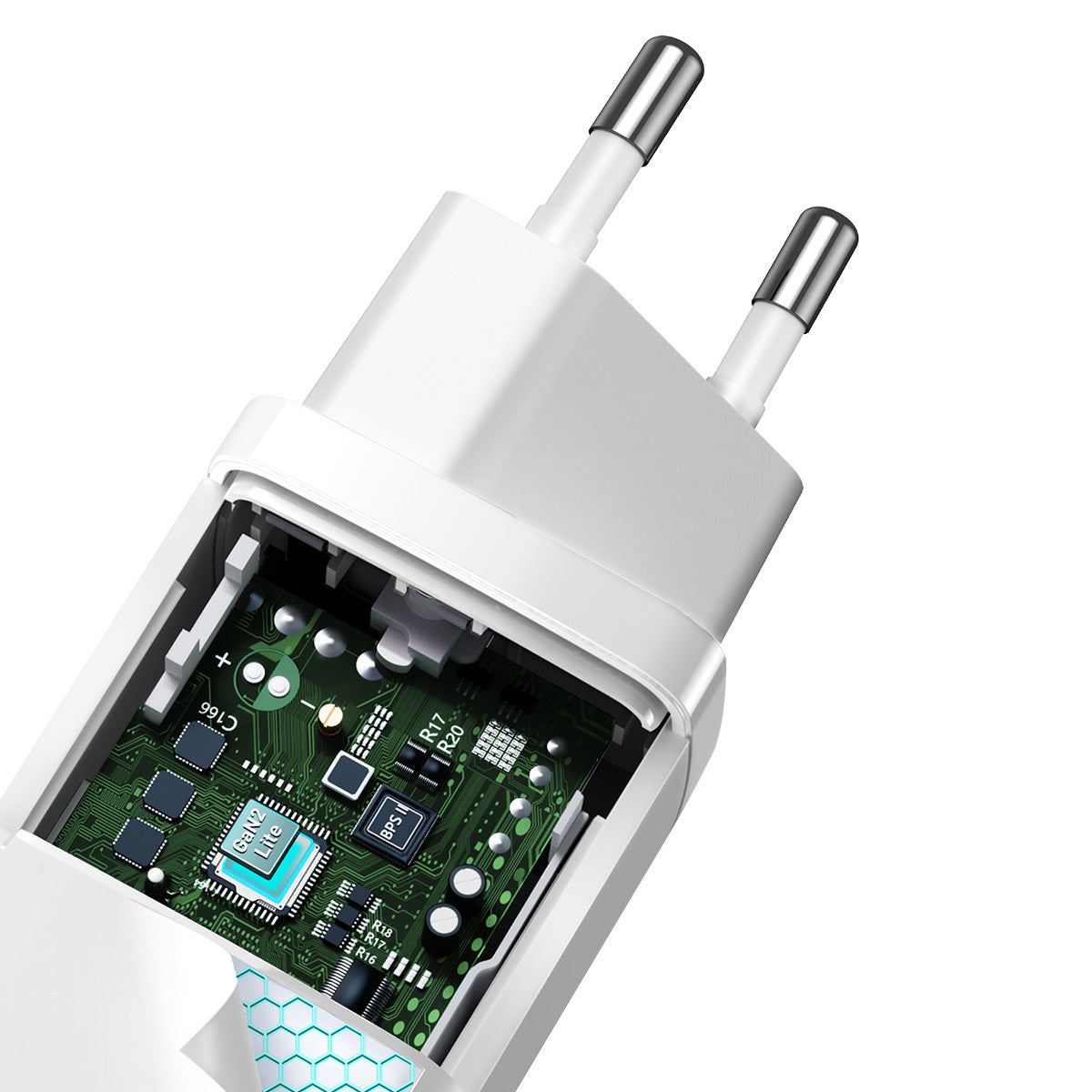 Punjač za mrežu Baseus GaN2 Lite, 65W, 3A, 1 x USB-A - 1 x USB-C, Bijeli CCGAN2L-B02