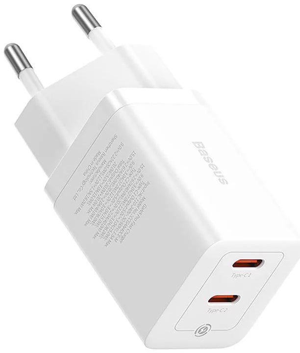 Punjač mreže Baseus GaN5 Pro, 40W, 3A, 2 x USB-C, Beli CCGP180102