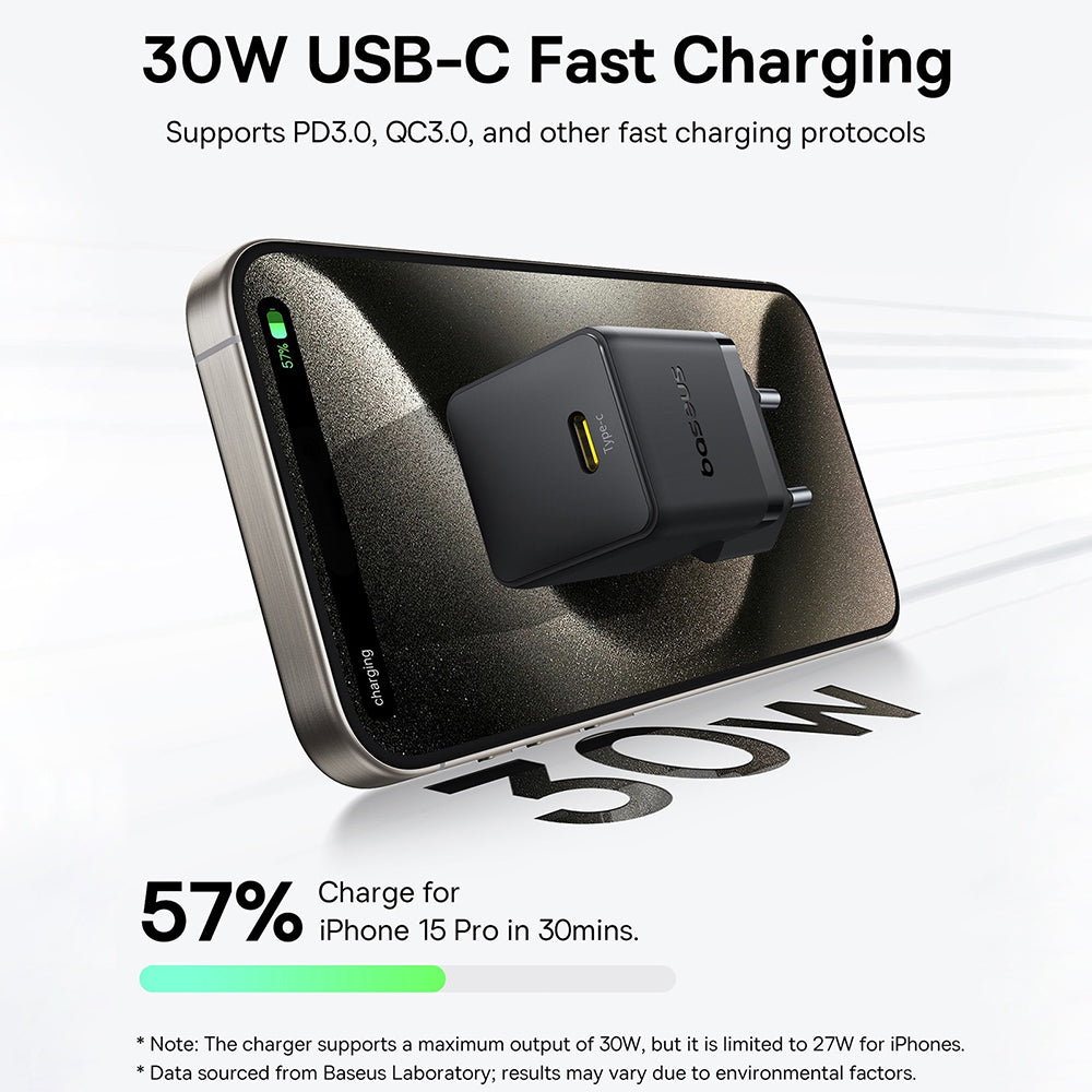Punjač Baseus Palm, 30W, 3A, 1 x USB-C, Crni P10111605113-00