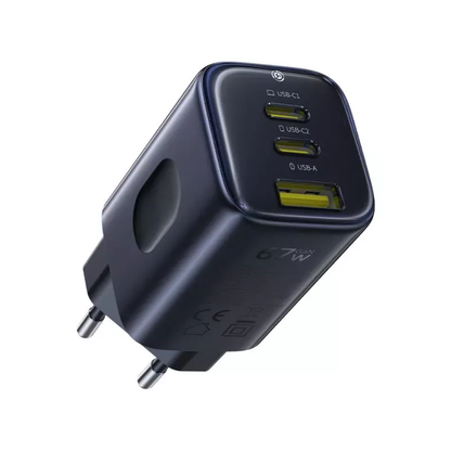 Punjač mreže Baseus PicoGo AE11, 67W, 1 x USB-A - 2 x USB-C, Crni E0121200