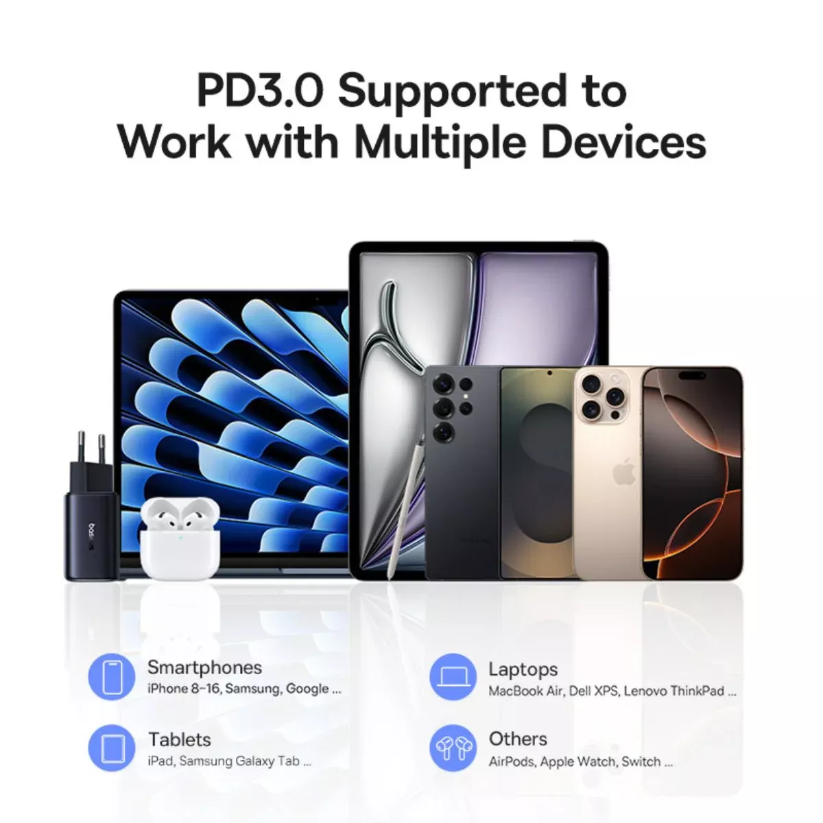 Punjač mreže Baseus PicoGo AE11, 67W, 1 x USB-A - 2 x USB-C, Crni E0121200