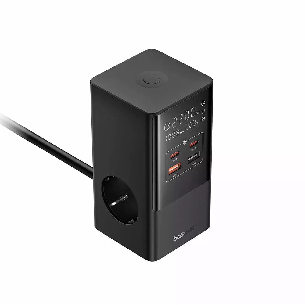 Produžni kabel Baseus PowerCombo, 35W, 5A, 2 x USB-A - 2 x USB-C - 3 x Schuko, Crni E00023606113-00