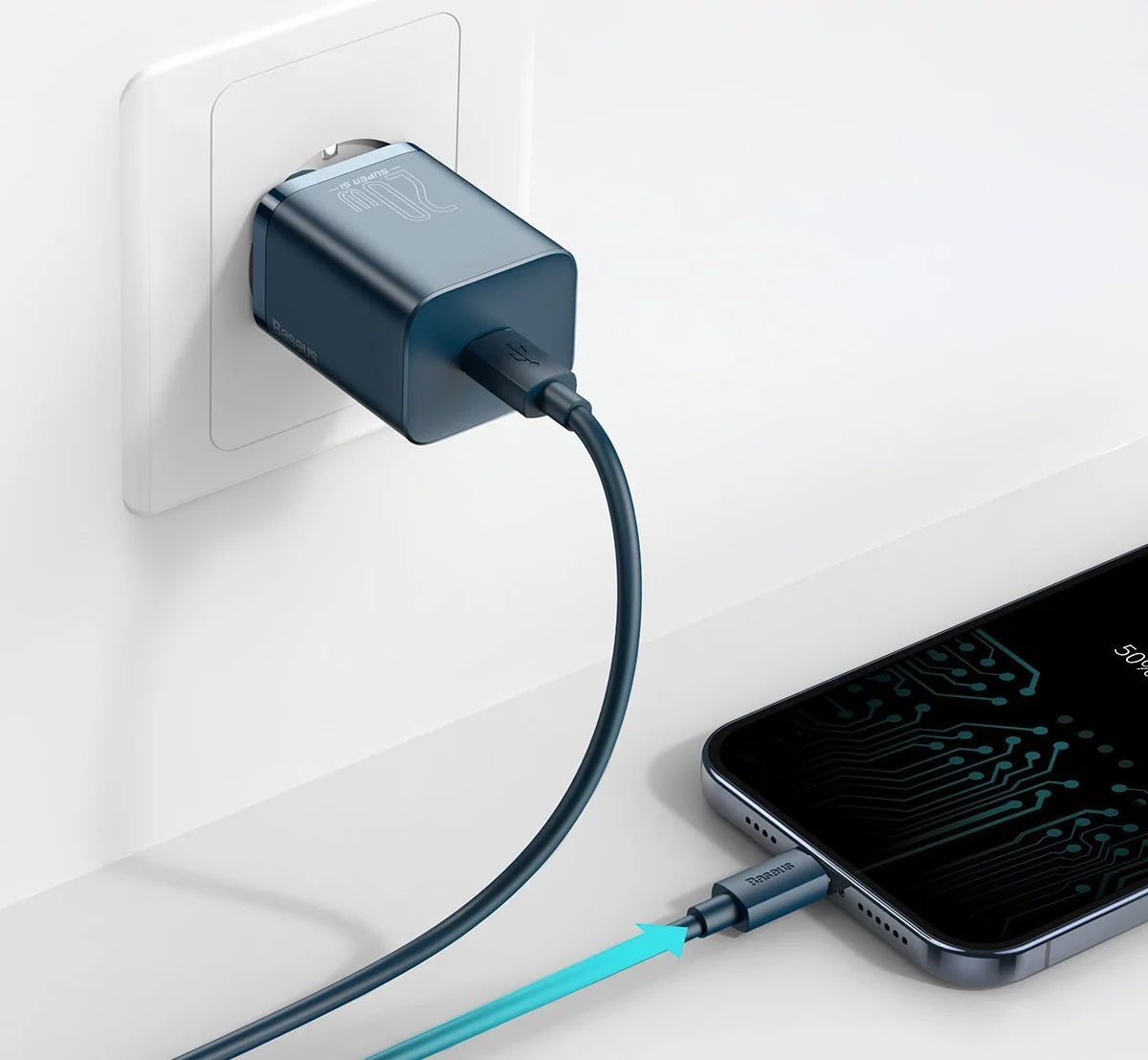 Network Charger Baseus Super Si, 20W, 3A, 1 x USB-C, Blue CCSUP-B03 