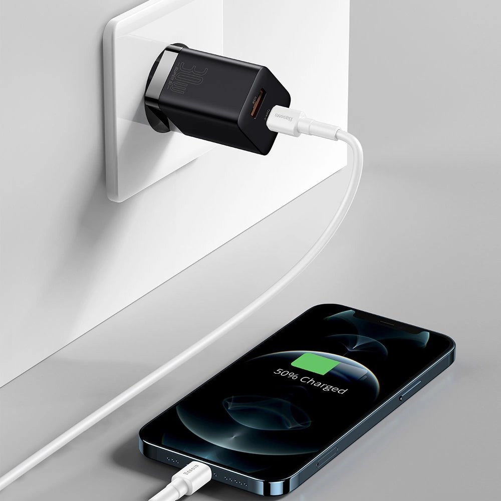 Punjač Baseus Super Si Pro, 30W, 3A, 1 x USB-A - 1 x USB-C, Crni CCSUPP-E01