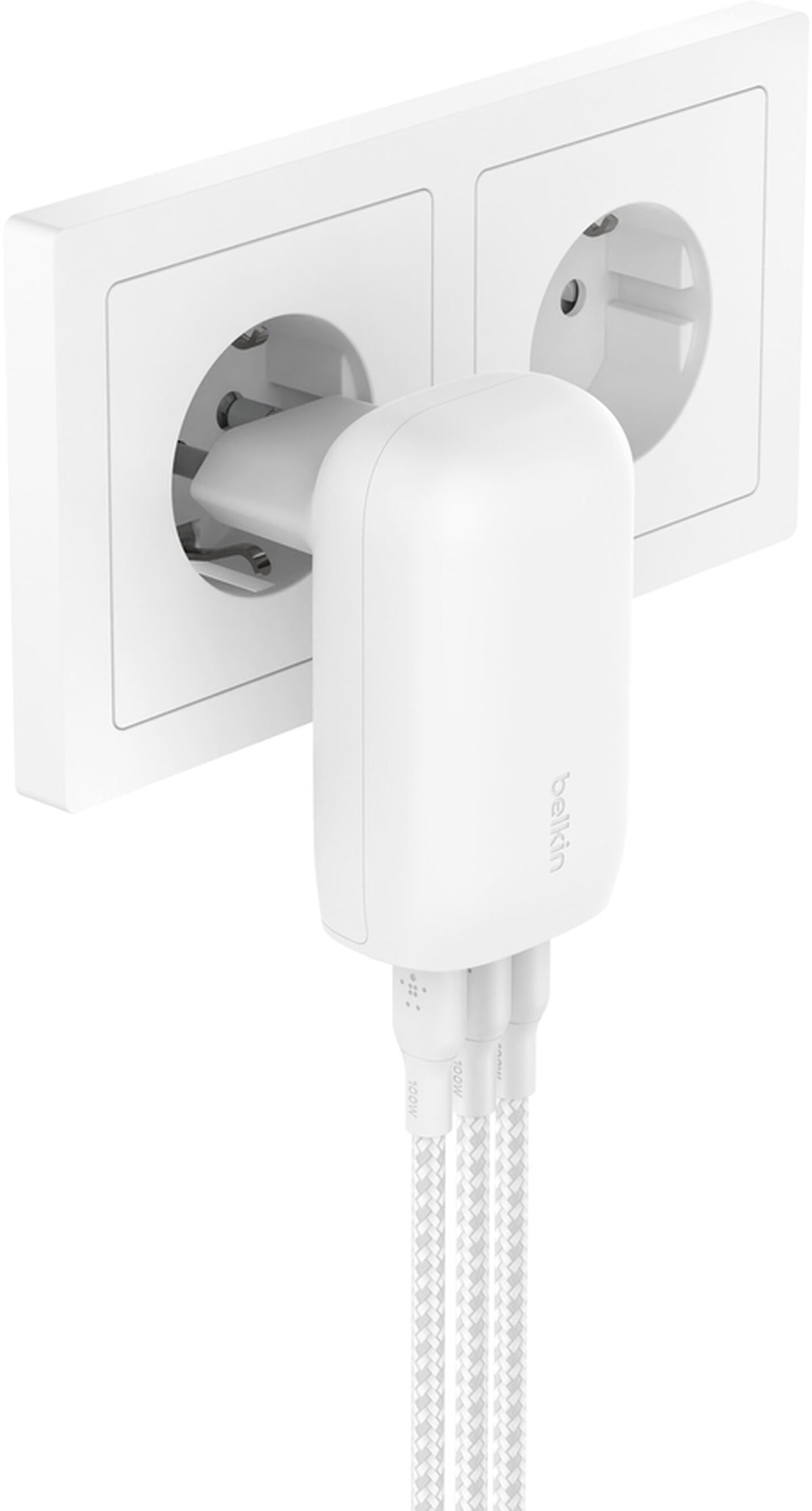 Punjač za mrežu Belkin BoostCharge, 67W, 3A, 3 x USB-C, Bela WCC002vfWH