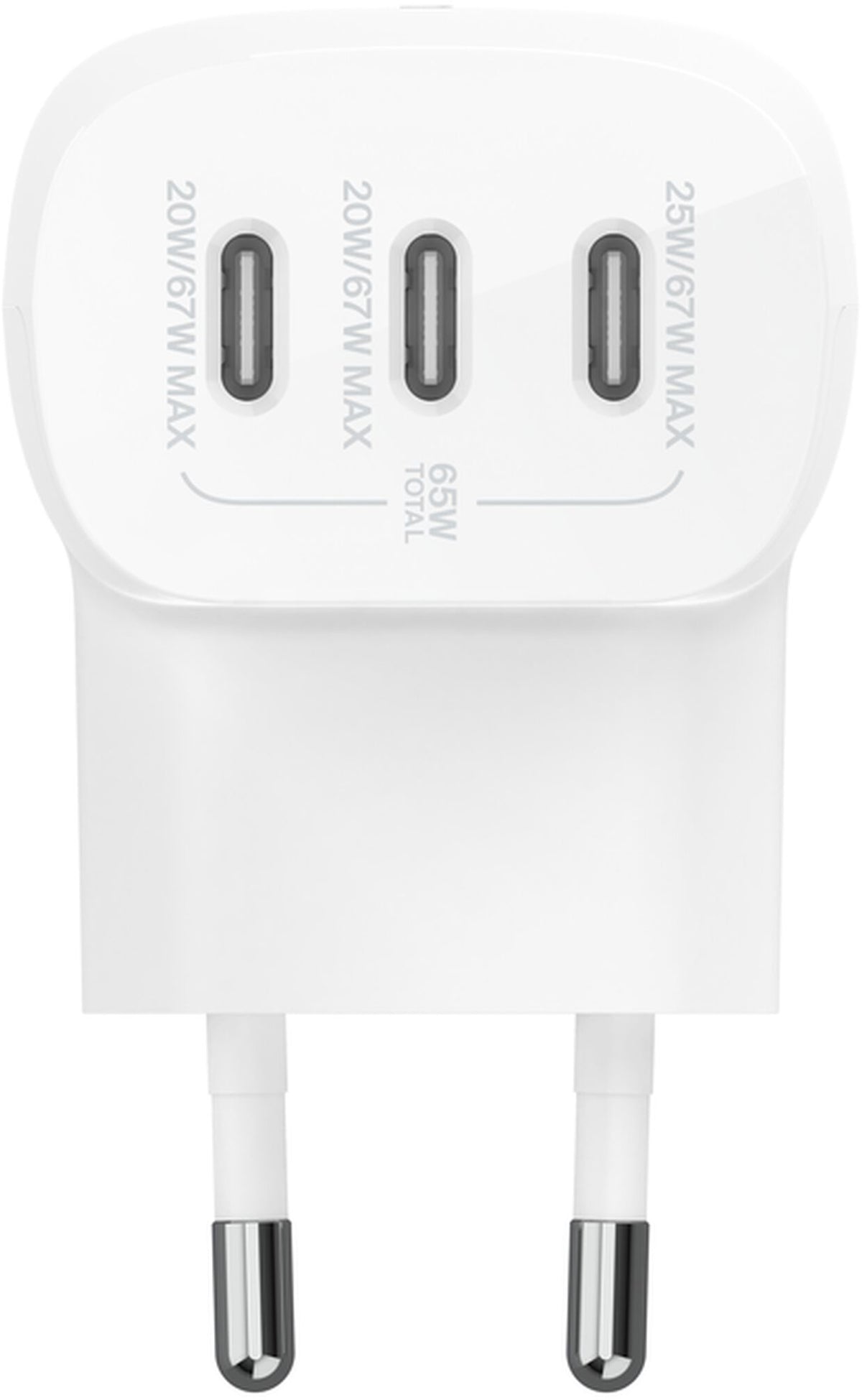Punjač za mrežu Belkin BoostCharge, 67W, 3A, 3 x USB-C, Bela WCC002vfWH