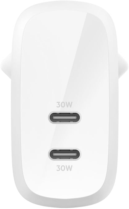 Punjač za mrežu Belkin BoostCharge Pro Dual, 60W, 3A, 2 x USB-C, Bela WCB010vfWH