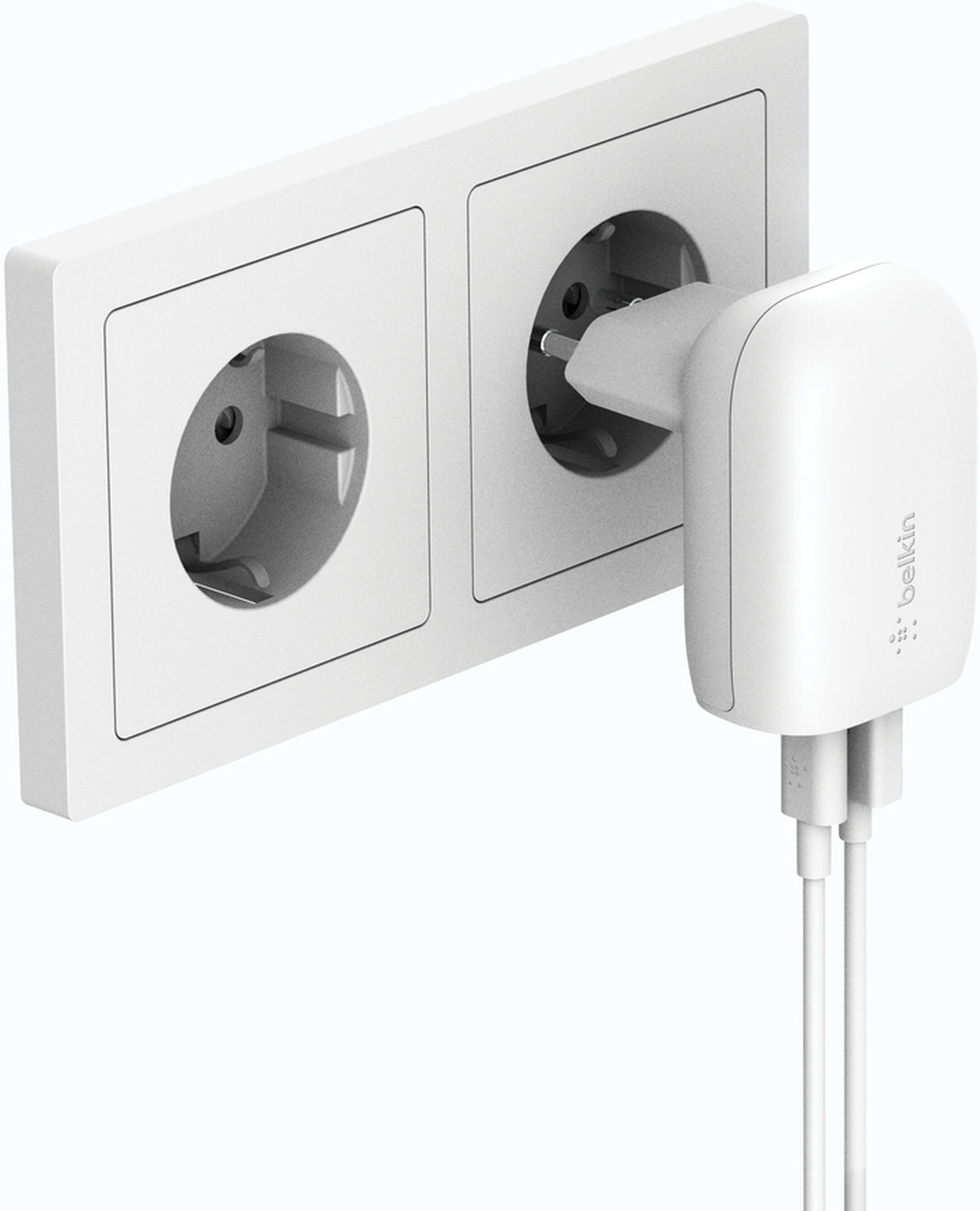 Punjač za mrežu Belkin BoostCharge Dual, 37W, 3A, 1 x USB-A - x USB-C, Bela WCB007vfWH