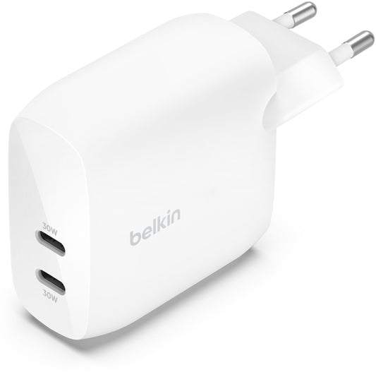 Punjač za mrežu Belkin BoostCharge Pro Dual, 60W, 3A, 2 x USB-C, Bela WCB010vfWH