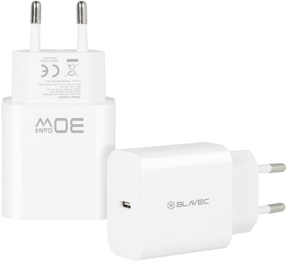 Mrežni punjač Blavec BC-14, 30 W, 3 A, 1 x USB-C, beli