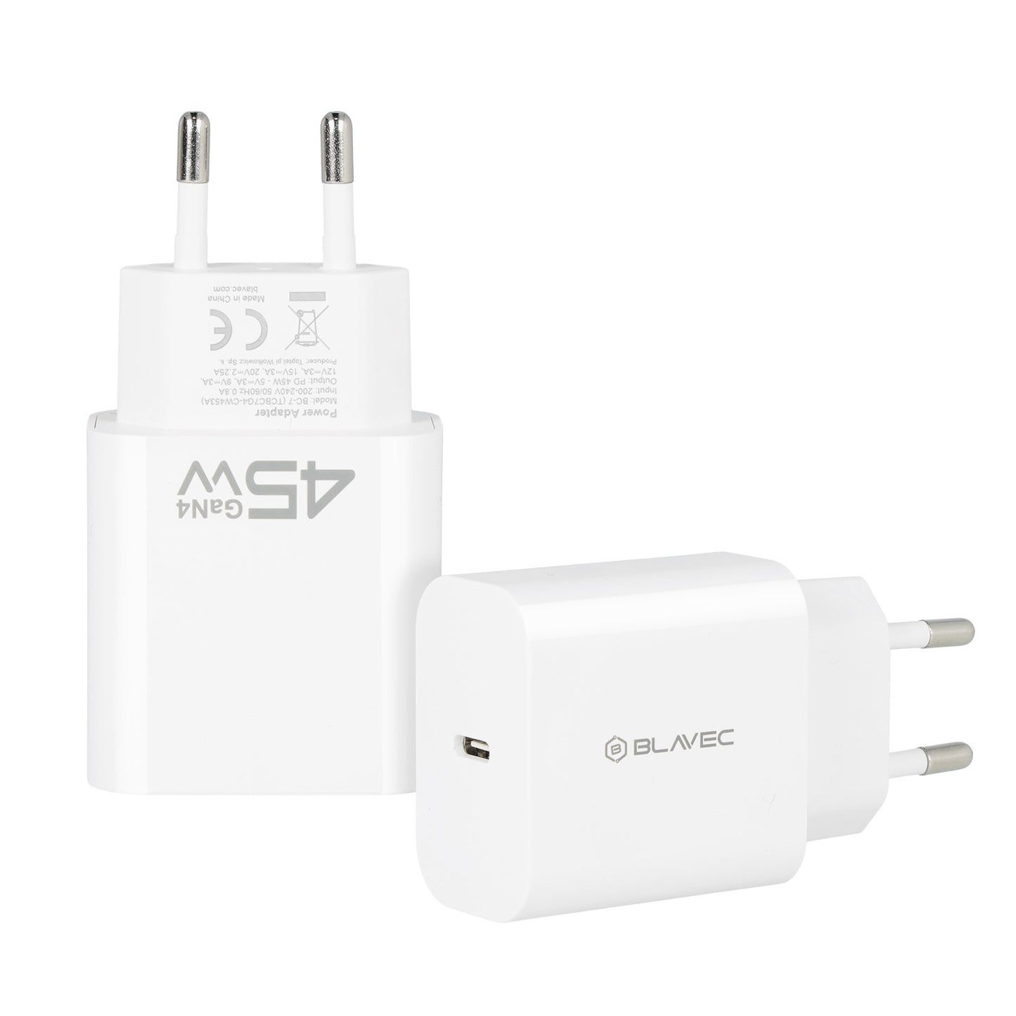 Punjač za mrežu Blavec BC-7, 45W, 3A, 1 x USB-C, Beli
