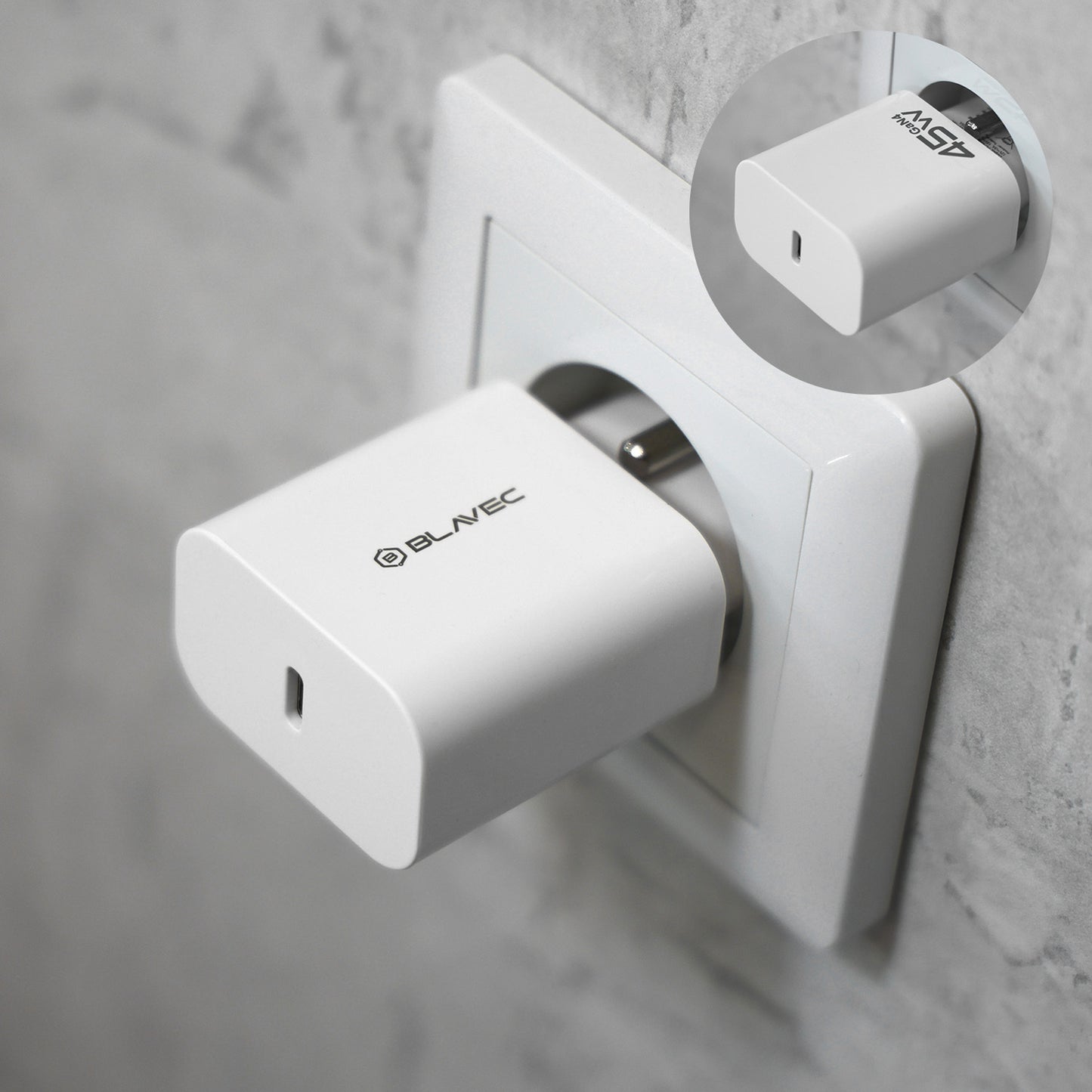 Punjač za mrežu Blavec BC-7, 45W, 3A, 1 x USB-C, Beli