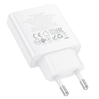 Network Charger Borofone BN25 Wish, 30W, 3A, 1 x USB-A - 1 x USB-C, White 