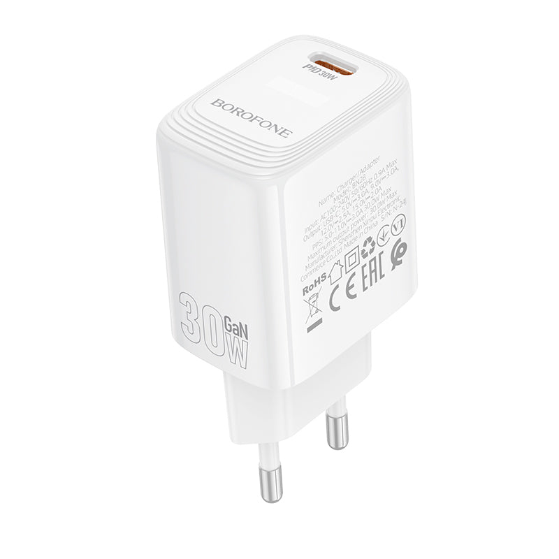 Punjač mreže Borofone BN28 Fuente, 30W, 3A, 1 x USB-C, Beli