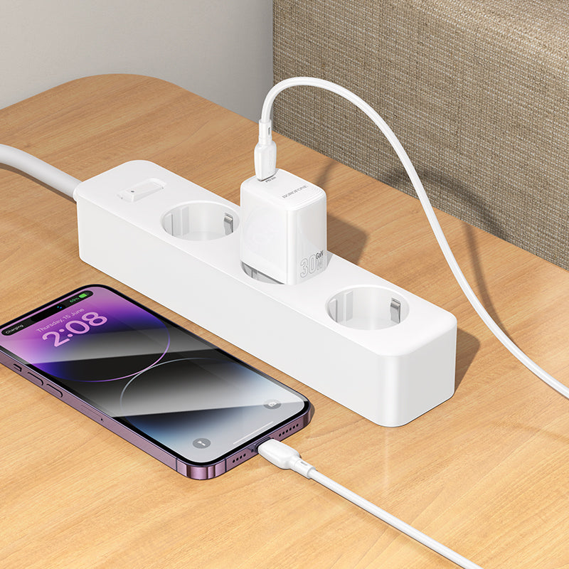 Punjač mreže Borofone BN28 Fuente, 30W, 3A, 1 x USB-C, Beli