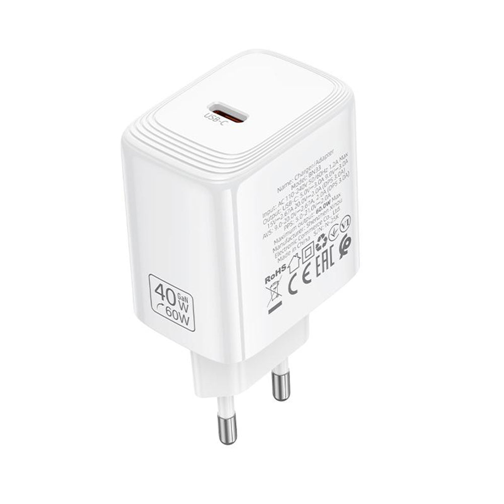 Mrežni punjač Borofone BN33 Fuente, 40W, 1 x USB-C, Bela