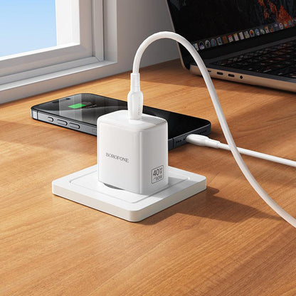 Mrežni punjač Borofone BN33 Fuente, 40W, 1 x USB-C, Bela