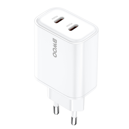 Mrežni punjač BWOO CDA206, 35W, 3A, 2 x USB-C, Bela