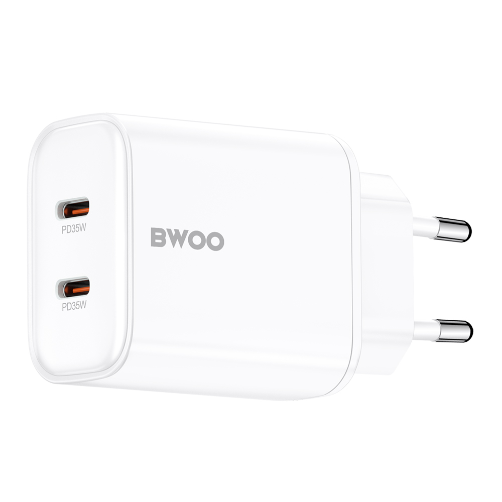 Mrežni punjač BWOO CDA206, 35W, 3A, 2 x USB-C, Bela