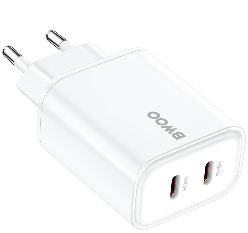 Mrežni punjač BWOO CDA206, 35W, 3A, 2 x USB-C, Bela