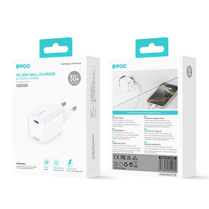 Punjač mreže BWOO CDA211, 30W, 3A, 1 x USB-C, Beli