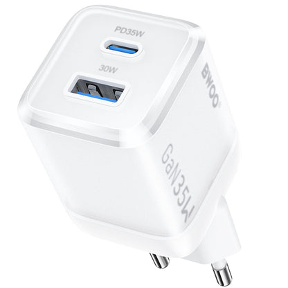 Punjač za mrežu BWOO CDA222, 35W, 3A, 1 x USB-A - 1 x USB-C, Beli