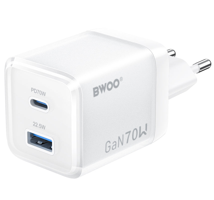 Mrežni punjač BWOO CDA224, 70W, 3.25A, 1 x USB-A - 1 x USB-C, Bel
