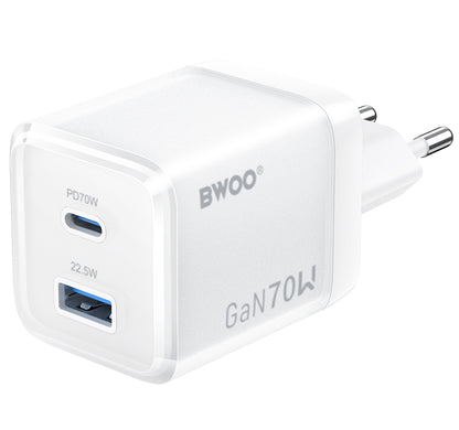 Mrežni punjač BWOO CDA224, 70W, 3.25A, 1 x USB-A - 1 x USB-C, Bel