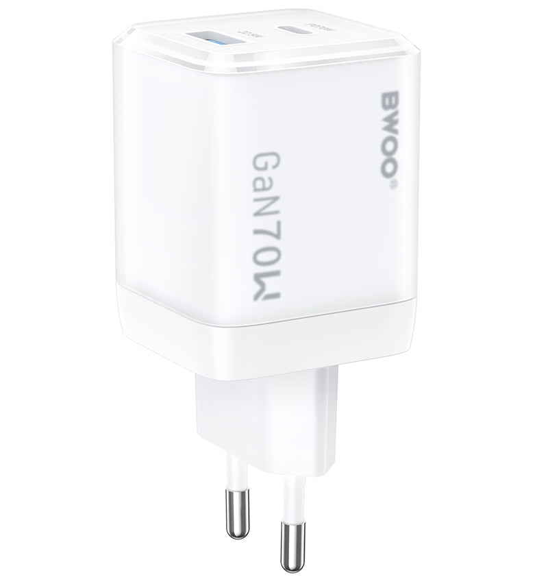 Mrežni punjač BWOO CDA224, 70W, 3.25A, 1 x USB-A - 1 x USB-C, Bel