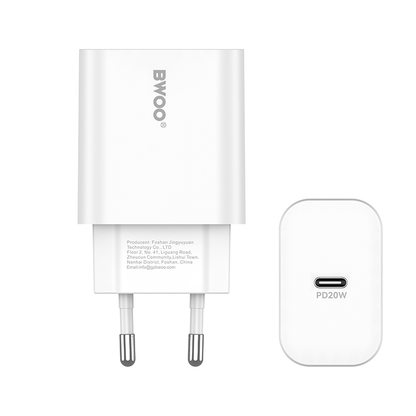 Punjač mreže BWOO CDA233, 20W, 3A, 1 x USB-C, Beli