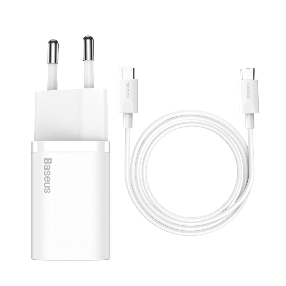 Punjač za mrežu sa USB-C kablom Baseus Super Si, 25W, 3A, 1 x USB-C, Beli TZCCSUP-L02