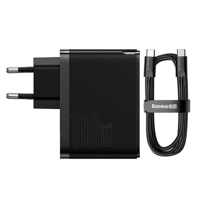 Mrežni punjač sa USB-C kablom Baseus GaN5 Pro, 100W, 3A, 1 x USB-A - 1 x USB-C, Crni CCGP090201
