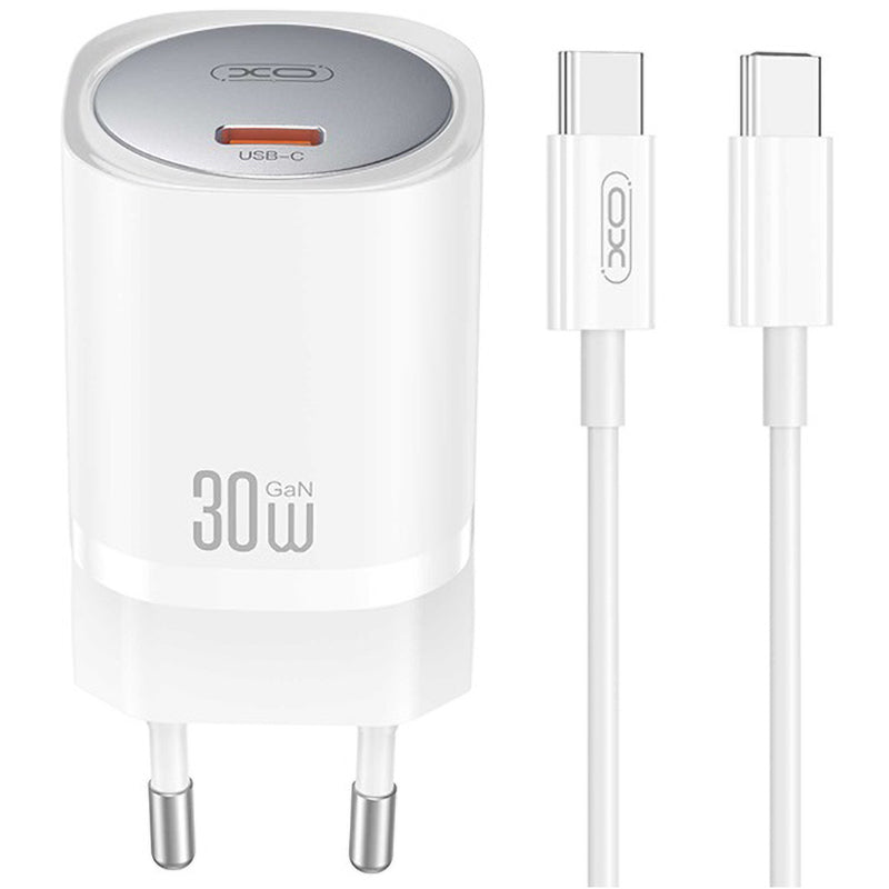 Punjač za mrežu sa USB-C kablom XO Design CE20, 30W, 3A, 1 x USB-C, Beli