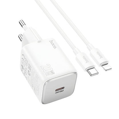 Punjač za mrežu sa Lightning kablom HOCO N40, 20W, 3A, 1 x USB-C, Bela