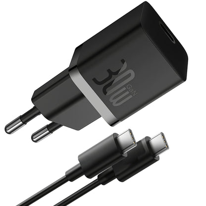 Punjač za mrežu sa USB-C kablom Baseus GaN5S, 30W, 3A, 1 x USB-C, crni P10110902113-00