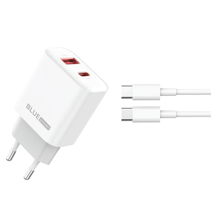 Punjač za mrežu sa USB-C kablom Blue Power BPCE12C, 20W, 3A, 1 x USB-A - 1 x USB-C, Beli