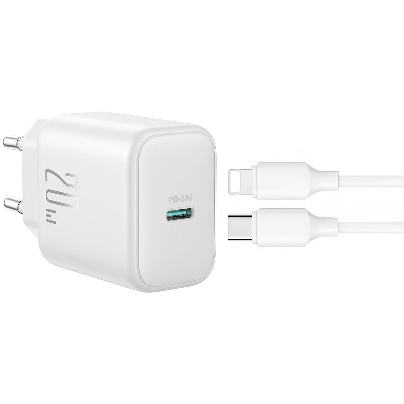 Punjač za mrežu sa Lightning kablom Joyroom JR-TCF20, 20W, 3A, 1 x USB-C, Bela