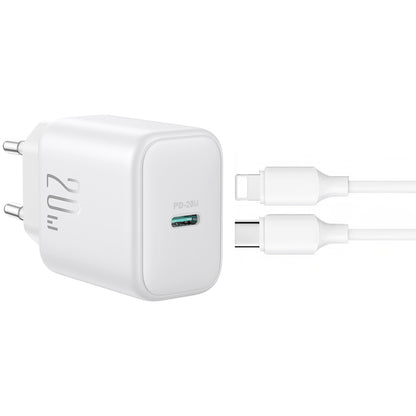 Punjač za mrežu sa Lightning kablom Joyroom JR-TCF20, 20W, 3A, 1 x USB-C, Bela