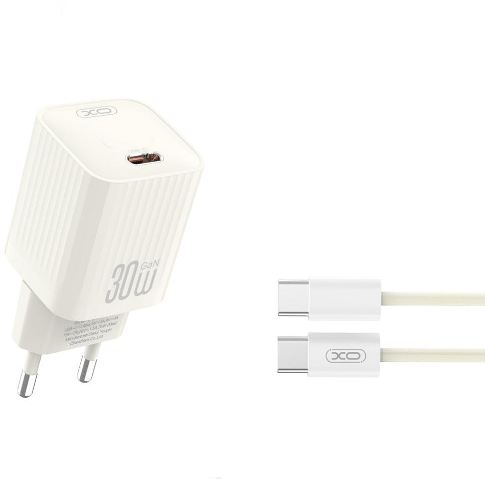 Punjač za mrežu sa USB-C kablom XO Design L148, 30W, 3A, 1 x USB-C, Bež