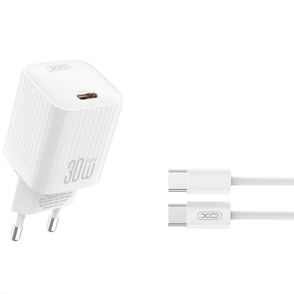 Punjač za mrežu sa USB-C kablom XO Design L148, 30W, 3A, 1 x USB-C, Bela