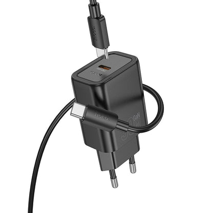 Punjač za mrežu sa USB-C kablom HOCO N62, 30W, 3A, 1 x USB-C, Crni